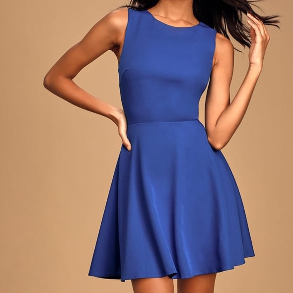 Just Us Royal Blue Skater Dress